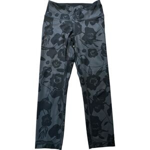 Lululemon Wunder Under Crop II Size 2 Black Floral Luon Leggings